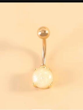 Gold Belly Button Ring w/Gemstone